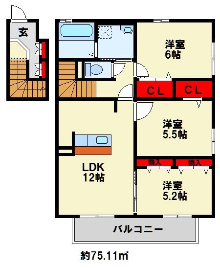 ウィットコート尾倉　A棟 間取り図