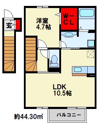 メルヴェーユ下城野 203号室 間取り