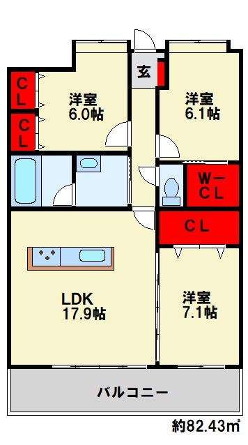 ニューガイア下曽根  308号室 間取り