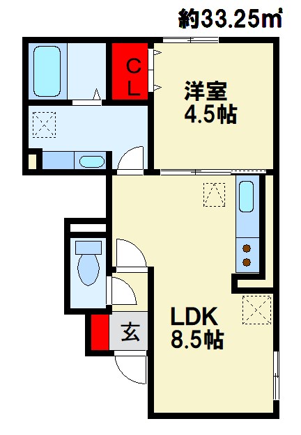 F・フィールド若園 102号室 間取り