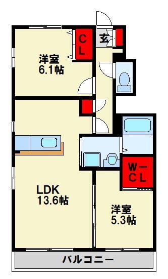 シャンティ B棟 間取り図