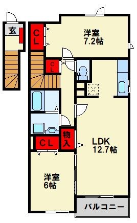 スウィートライフ野間 B棟 間取り図