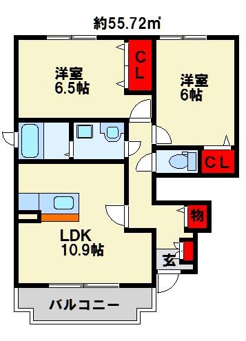 クリスマスローズⅡ 101号室 間取り