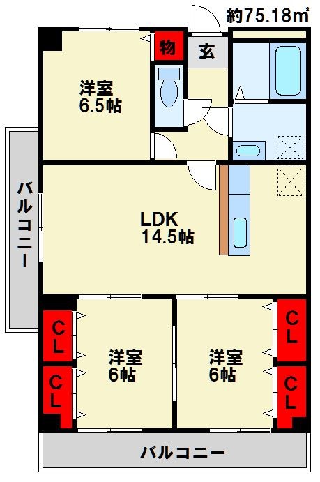 レイ・ブリック若園 301号室 間取り