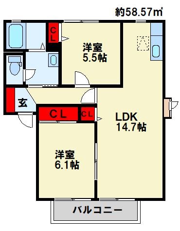 サンヴィレッジ・Ｋ　A棟 202号室 間取り