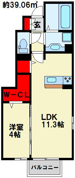 HN&amp;#39;s D-room in 楡  間取り図