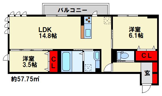 フース　ヒュッゲ行橋　A棟 間取り図