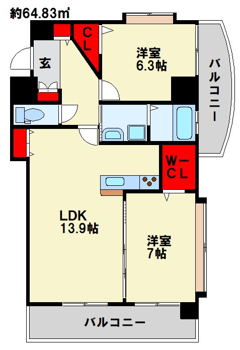 サンシャイン十番館.曽根 704号室 間取り