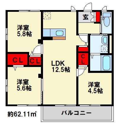 ローズコートS 間取り図
