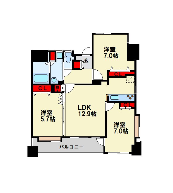 ニューサンリバー13番館 間取り図