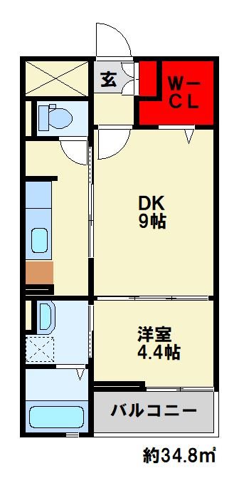 CROSS　RIVER 205号室 間取り