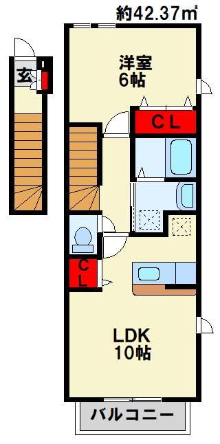 プリムローズ徳力新町　Ａ棟 201号室 間取り