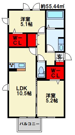 Alltid glad fargerik   302号室 間取り