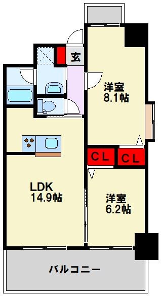 グランドツイン黒崎 A棟 間取り図