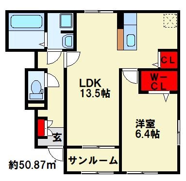 ヴィラルーチェＴ＆Ｔ　B 間取り図