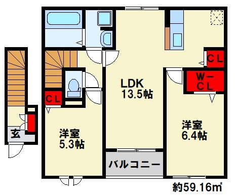 ヴィラルーチェＴ＆Ｔ　B 間取り図