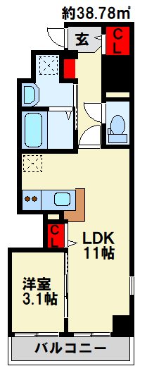 シェーナ下到津 401号室 間取り