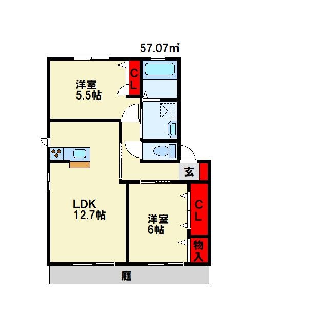 カーザ上の原 D棟 間取り図