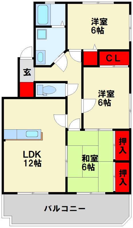 サンヒルズ守恒 202号室 間取り
