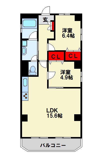 タウンマンション枝光 401号室 間取り