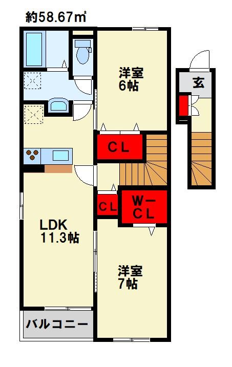 ベル　フォンテーヌ　B 間取り