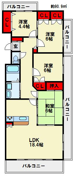 シャトレ大手町　N棟 間取り