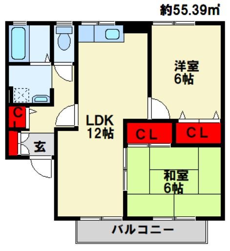 セジュールやつえ B棟  間取り