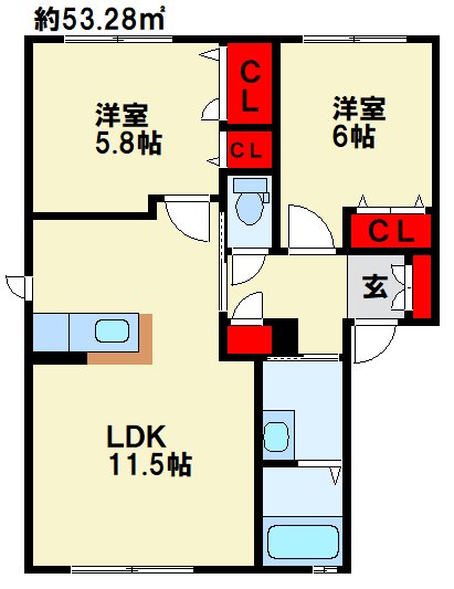 ヴィラシャーメゾン行橋　クアルト 間取り