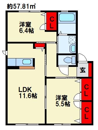 メゾンド・サンパティーク　B棟 間取り