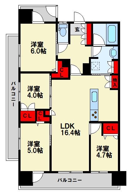 グランドパレス黒崎マークスタワー 間取り