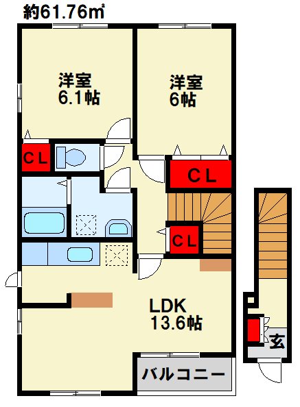 サンレミ葛原 E棟 間取り