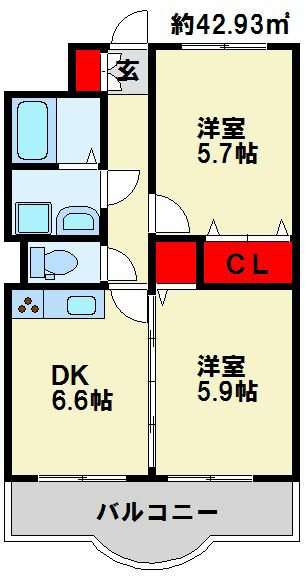 ニューシティアパートメンツ南小倉Ⅱ 間取り