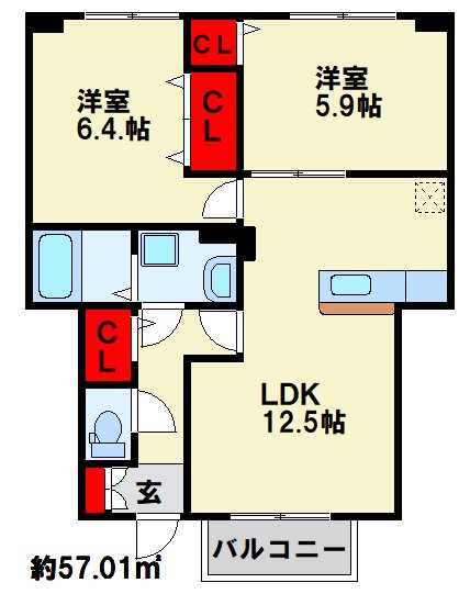 ヴィラ・サンライズ　A棟 間取り