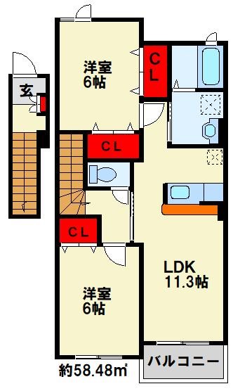 メイユール北泉Ⅱ　B棟  間取り