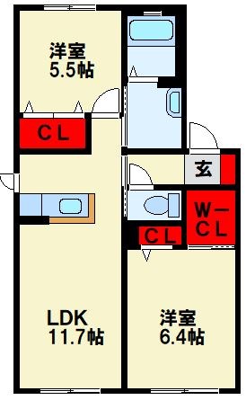 シャーメゾン吉田　B棟 間取り