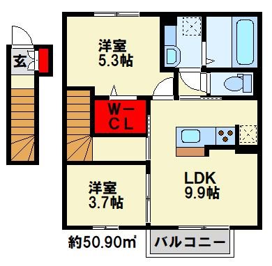 Arietta与原　Ｂ棟 間取り