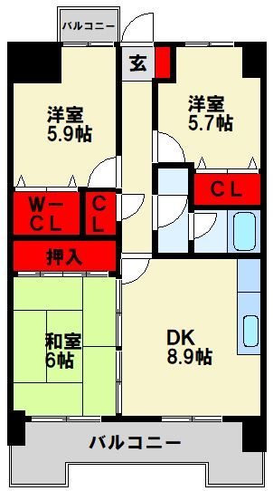 オロマーレ折尾南Ⅰ 間取り