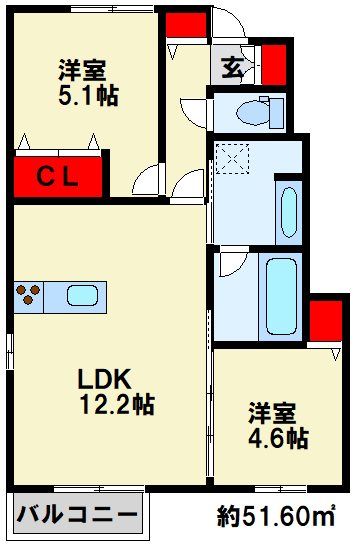 D-ROOM下城野 間取り