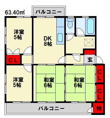 エメラルドタウン本城 Ｆ棟　 間取り