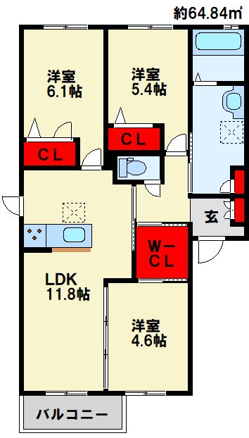 メゾン　エスポワール A棟 間取り