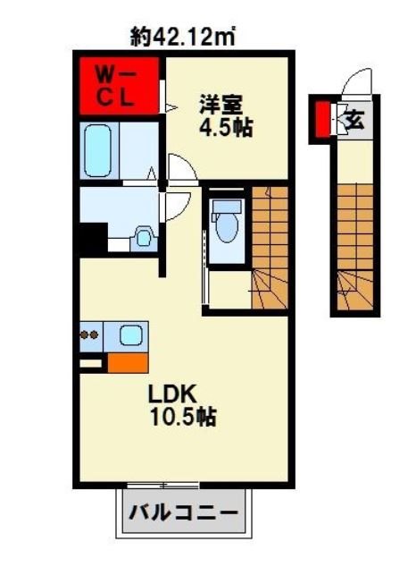 SW's riverside D-room 間取り