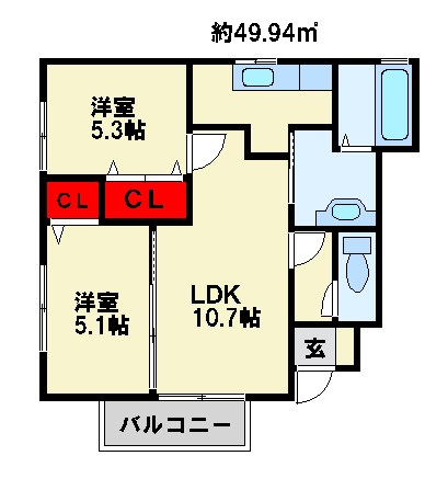 リバーパーク徳吉東　A棟  間取り