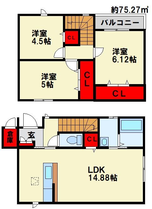 サンラプロ葛原本町Ⅳ　B棟 間取り