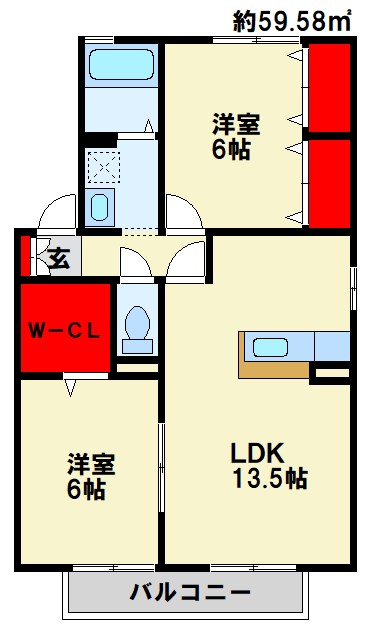 ベルデュール中曽根　Ｂ棟 間取り