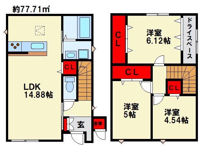 サンラプロ津田Ⅱ B棟 間取り