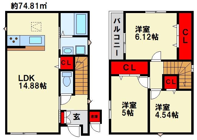 サンラプロ津田Ⅱ C棟 間取り