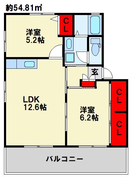シャーメゾン中曽根　B棟 間取り