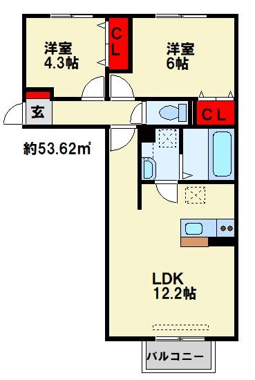 Casa　Felice　A棟 間取り