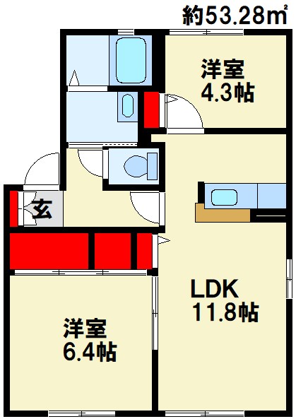 ディアス茶屋の原B棟 間取り