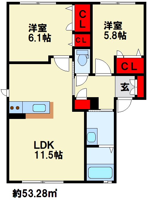 ヴィラシャーメゾン行橋　テルツォ 間取り